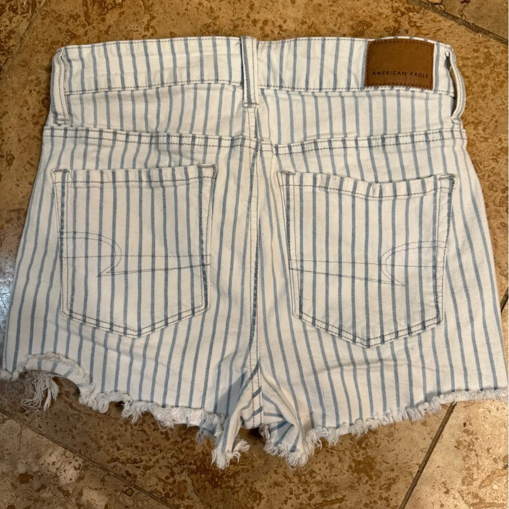 American Eagle High Waisted Striped Denim Short Short